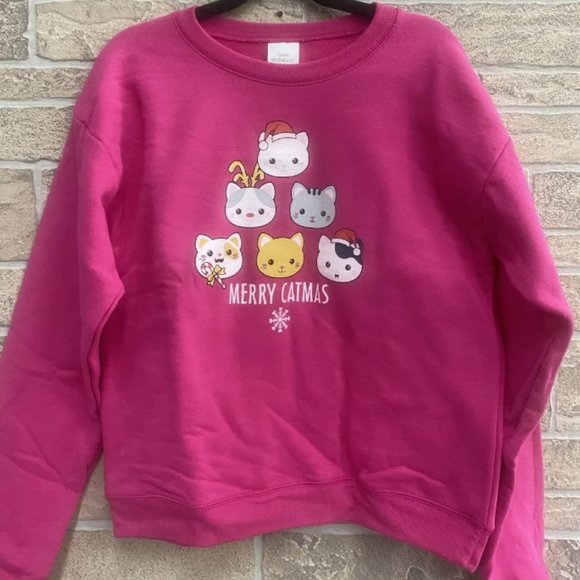 NWT Haines Girls Catmas Sweatshirt - Picture 1 of 1
